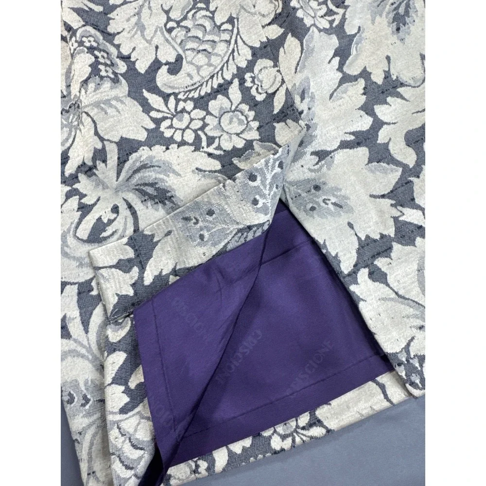 Criscione New York Vintage 80s Floral Damask Tapestry Skirt Grey Silver Sz M USA